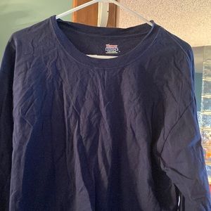 Boys Hanes Blue Long Sleeve Tee Shirt Size L
